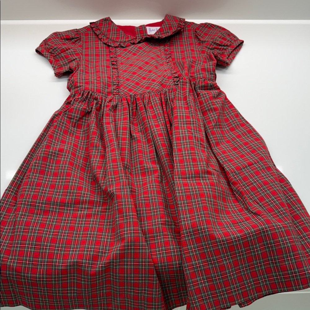 Rachel Riley Red Plaid Kids Dress